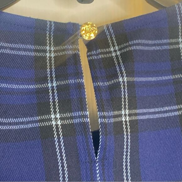 Draper James Blue Plaid Puff Sleeve Blouse Size 0 - Picture 5 of 10